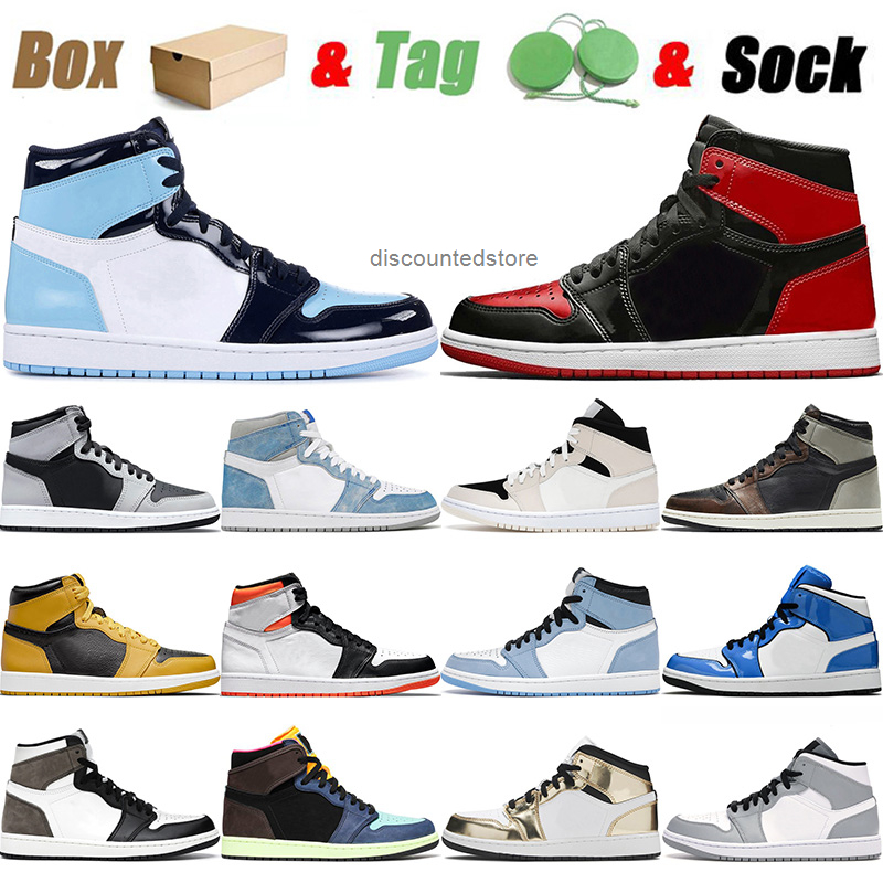 

Jumpman 1 1s Top Quality Basketball Shoes High UNC Patent Men Women MID Barely Orange Fearless Light Smoke Grey Trainers Sneakers 36-46, D18 36-40 high og valentines day