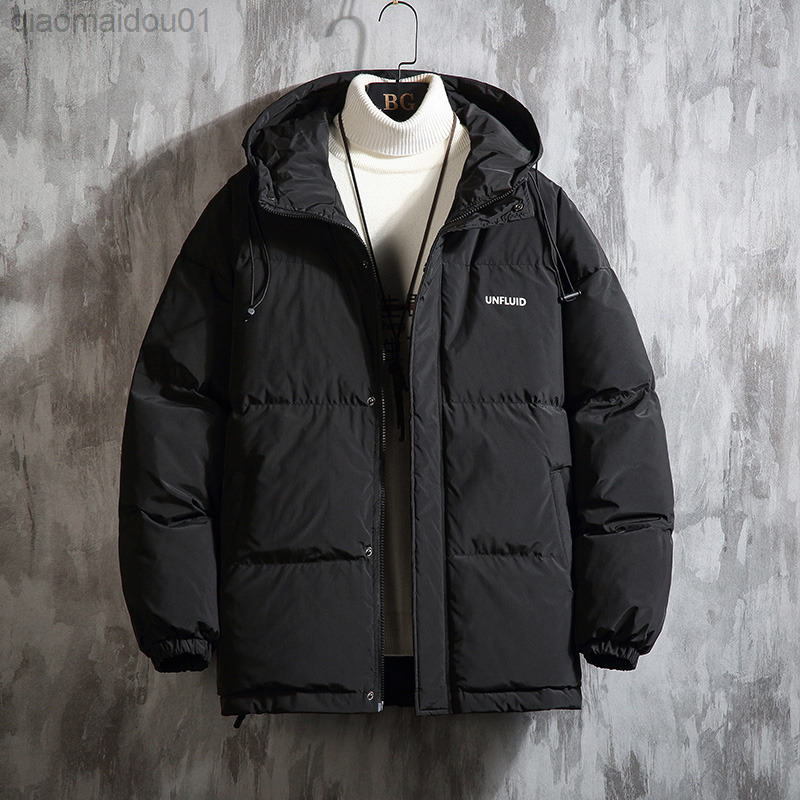

Thicker Letters Printed Men Winter Jacket Oversized Parka Korean Style Male Jacket Warm Casual Jackets Outfit L220726, Beige