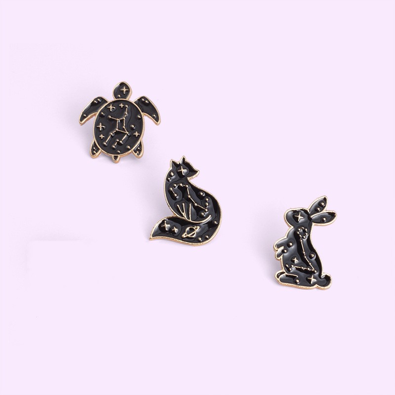 Broches de style punk animal noir tortue tortue lapin émail broche broche pour femmes robe de mode manteau