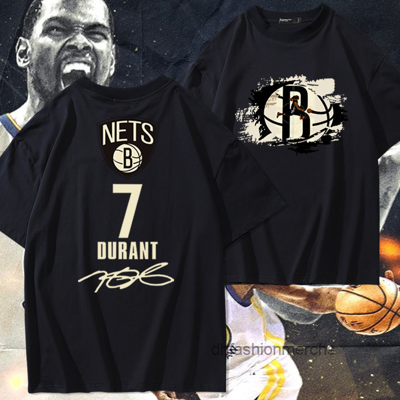 

designer t shirt Basketball Brooklyn No. 7 Durant short sleeve tshirts Unisex loose clothes pure cotton brand clothes summer clothes, Durant b-black