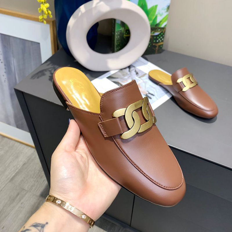 

Spring and Autumn Designer Slippers Leather New Fashion Flat Women's Shoes Wear-resistant Lazy Loafers Casual and Comfortable, Extra shoebox
