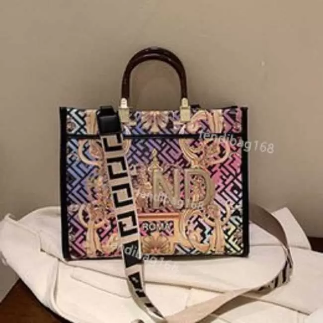 

fendi Tote Designer Bag Sunshine Shopper women fashion Top Handle crossbody shoulder strap Beach handbag letter print PU leather yk Travel, Blue
