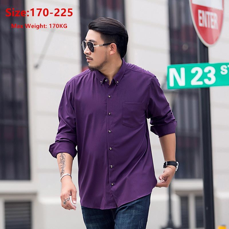 

Men's Dress Shirts Long Sleeve For Men Oversize 170KG White Button Up Formal Business Black Shirt Mens Plus Size Loose Male ClothingMen's Sy, Black color