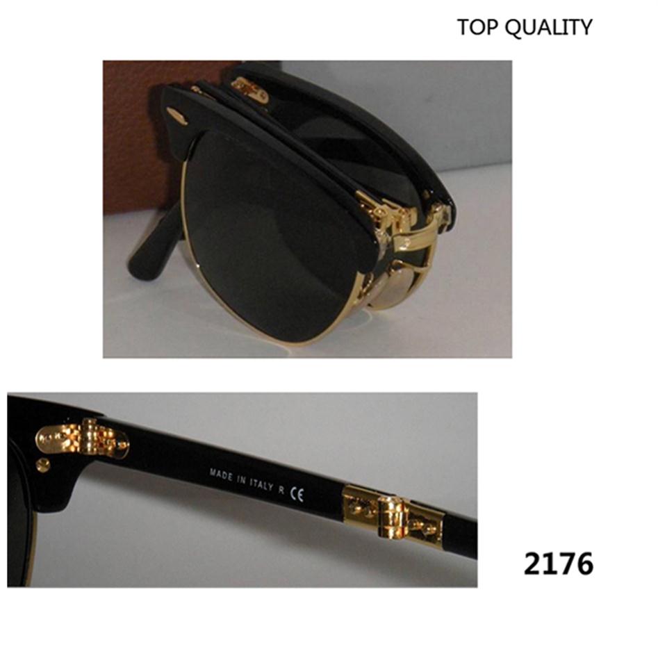 Foldable Folding Sunglasses HD uv400 Mens Womens Fashion Retro Vintage Small Oval square 2176 Sun Glasses top quality club Eyewear253R