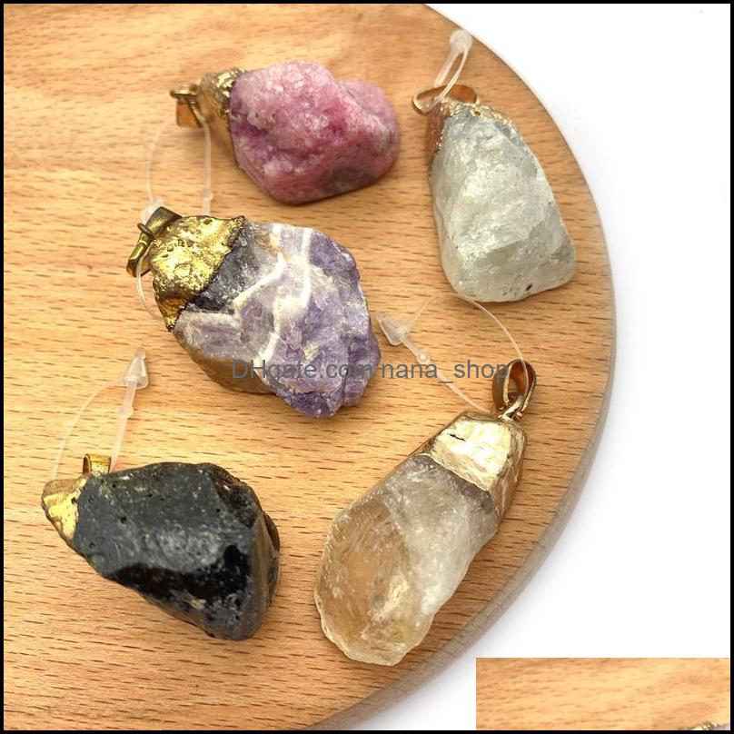 

Pendant Necklaces Pendants Jewelry 2Pcs/Pack Natural Stone Crystal Irregar Shape 5 Colors For Dhh94