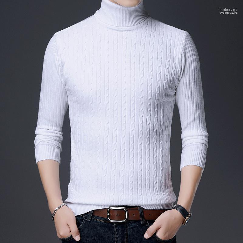 

Men's Sweaters Men Casual Pllovers Fashion Jacquard Turtleneck Sweater Mens Warm Slim Fit Computer Knitted Pllover Clothing Time22, Black