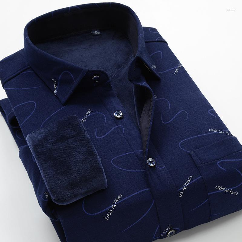 

Men's Casual Shirts 2022 Winter Thick Warm High Quality Large Size Shirt Elegant Business Printing Long-sleeved Brand, 6985