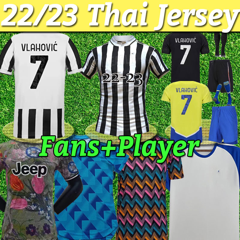 Juventus 21 22 23 Jersey de football Vlahovic 2021 2022 Dybala Morata Chiesa McKennie Locatelli Top Football Shirts Chiellini Football Shirts Ver