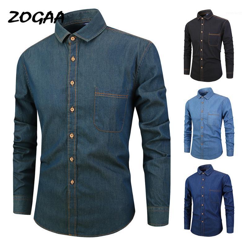 

Men's Shirt Fashion Denim Long Sleeve Business Casual Clothing Top Slim Cotton Plus Size Shirts, Black