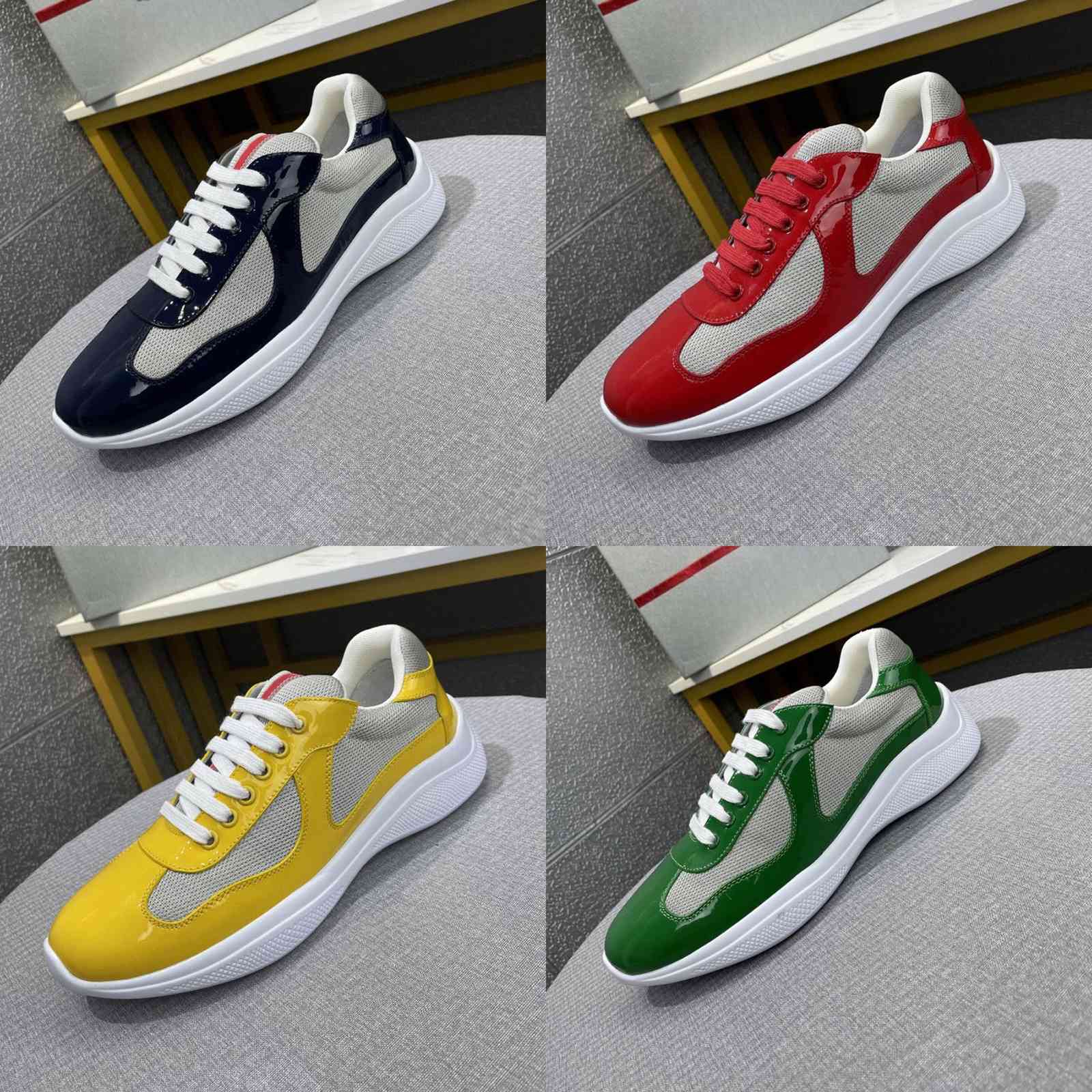 

Casual Outdoor Up Bike Fabric With Patent Cup Shoes Red Yellow Green Mens Leather Lace Box Runner Trainers America's Designer Shoe Fkip, Men us5=uk4.5=eu38