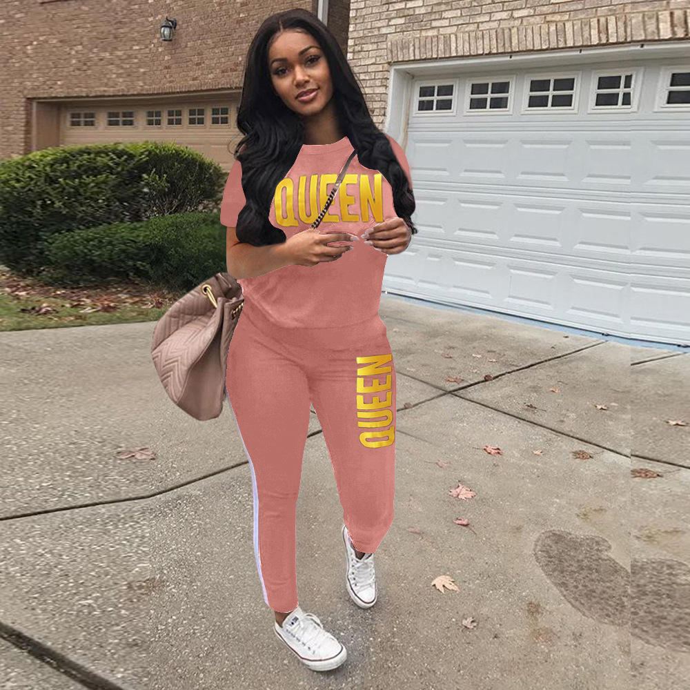 Queen Striped Sweatsuit Survêtements 2 pièces ensembles femmes tenue deux pièces ensemble femmes pantalons costumes articles en gros survêtement