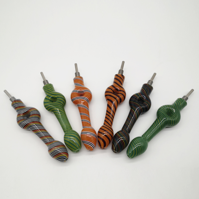 

DPGHS012 4.3Inch US Smoking Dab Colored 10Mm Titanium Tip Glass Collector Kit Straw