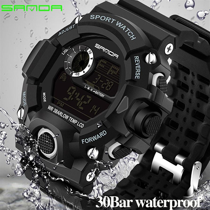 

2019 Luxury Real Shock Analog Quartz Digital Mens Watch 2018 New Brand Sanda Fashion G Style 50m Waterproof Sports Military Watche228c, Gold