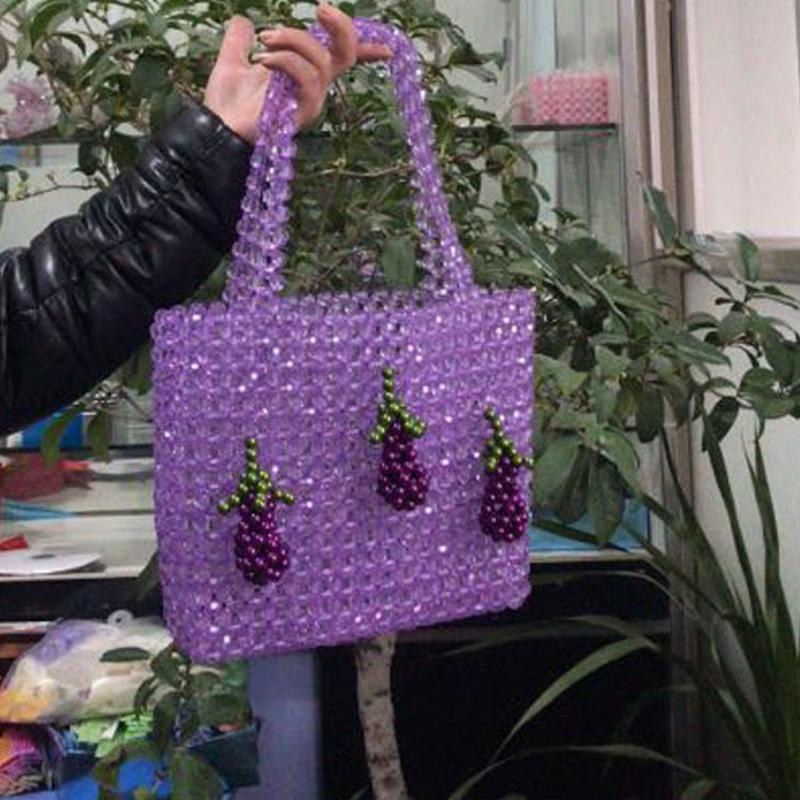 

Evening Bags Hand-bag Decoration Vegetable Eggplant Hanging Knitting Technology Of Ins Super-pyrotechnical Pearl WrappingEvening, Pink