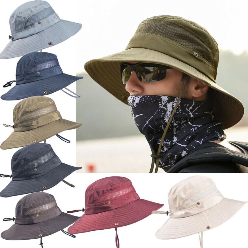 

Berets Unisex Bucket Hat Outdoor Jungle Bonnie Fishing Camping Arctic Breathable Heatstroke UV Protection Sunshade Cooling Caps, Black