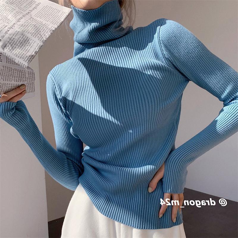 

Women' Sweaters Basic Women Spring Autumn Tops Slim Bottoming Warm Pullover Turtleneck For Female M19Women, Black