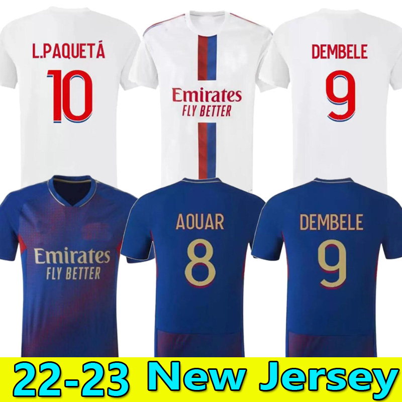 

22 23 Maillot Lyon soccer jersey Lyonnais OL 2022 2023 TOKO EKAMBI CHERKI AOUAR HOME L.PAQUETa DEMBELE Denayer Ndombele digital Kadewere fourth 4th football shirts, 4th 2