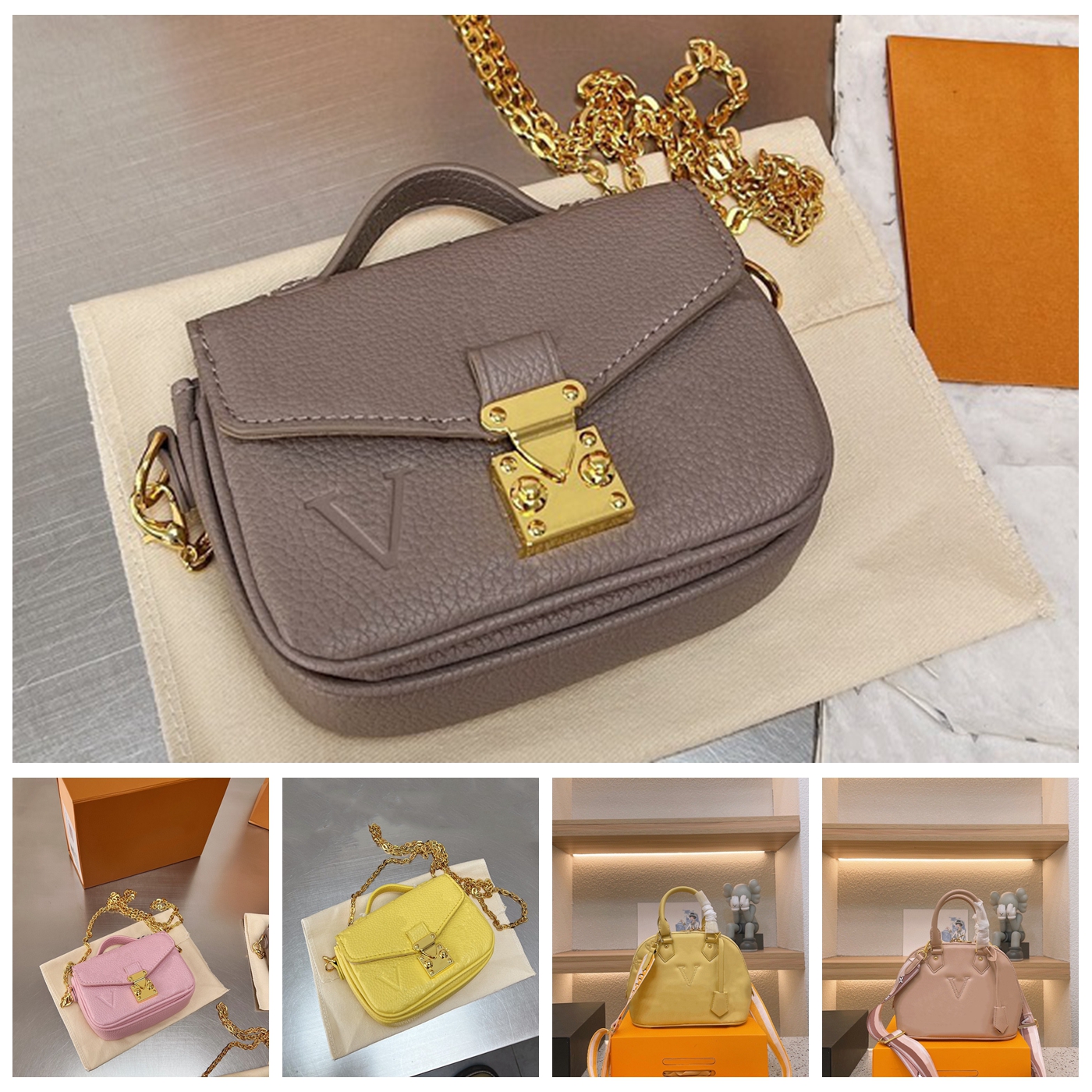 

5A Designer Bag Luxury Purse Brand Shoulder Bags Leather Handbag Woman Crossbody Messager Cosmetic Purses Wallet by shoebrand W112 06, #30 box