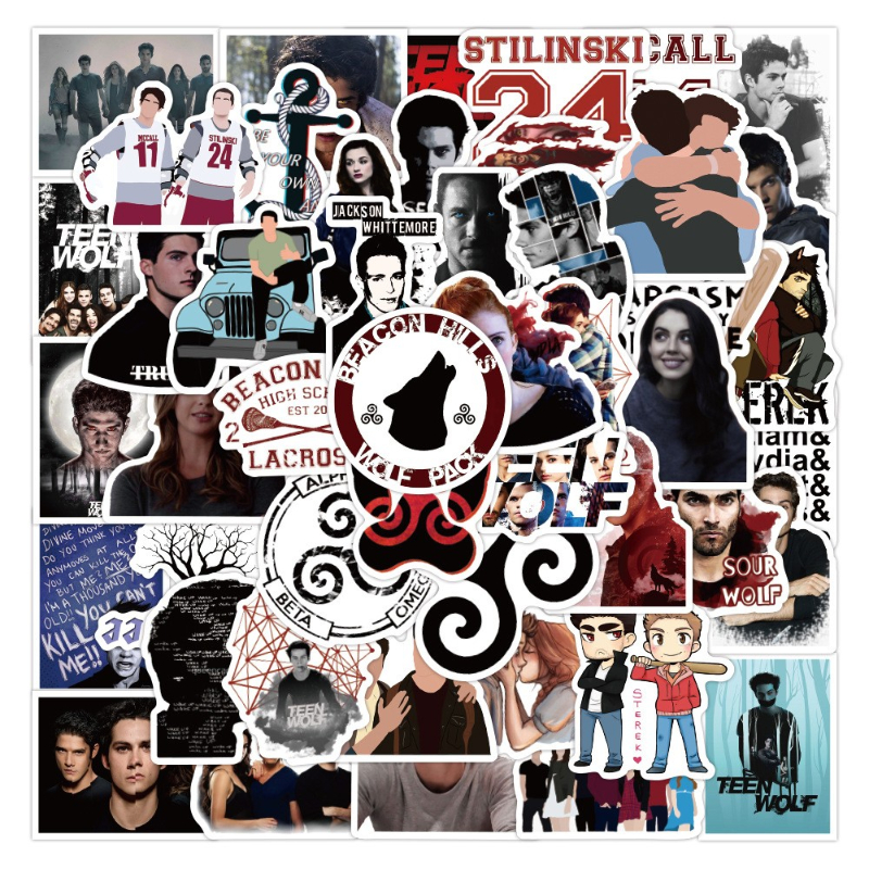 

50Pcs/lot Teen Wolf Sticker PVC Graffiti Stickers for Suitcase Luggage Fixed Gear Bicycle Laptop Guitar Waterproof Decal, Multi colors