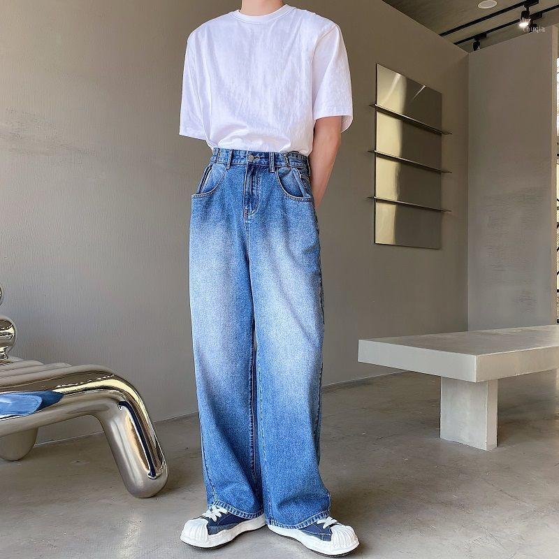 

Men's Jeans Korean Blue Baggy Men Fashion Casual Straight Streetwear Loose Hip Hop Wide Leg Denim Pants Mens Trousers -2XL