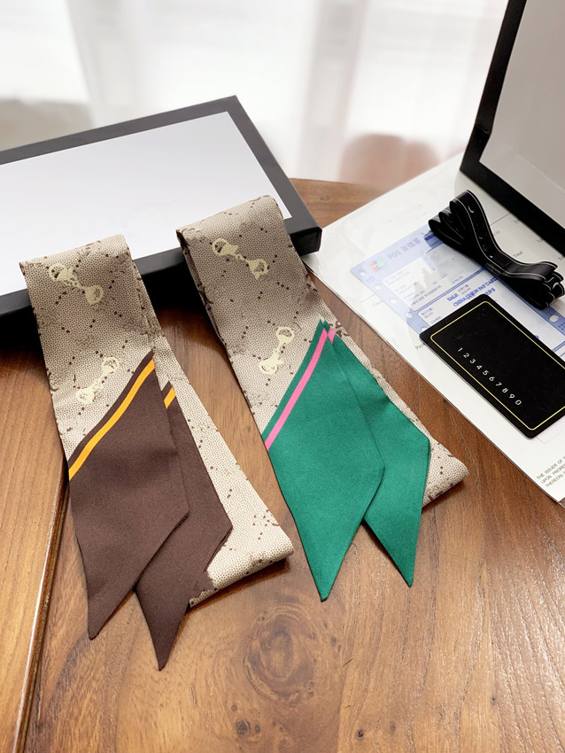 

11 colors optional Luxury Designer Silk Scarf Handbags Women Bags Letter Flower Scraves Top Grade Head Hair 120*7cm
