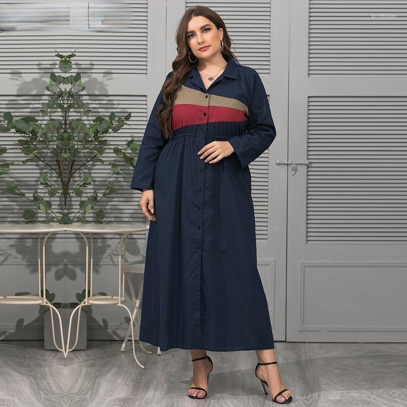 

Plus Size Dresses Dress 2022 Autumn Fashion Geometric Contrast Women Casual Office Ladies Lapel Single Breasted Party 4XL Echm22, Dark blue