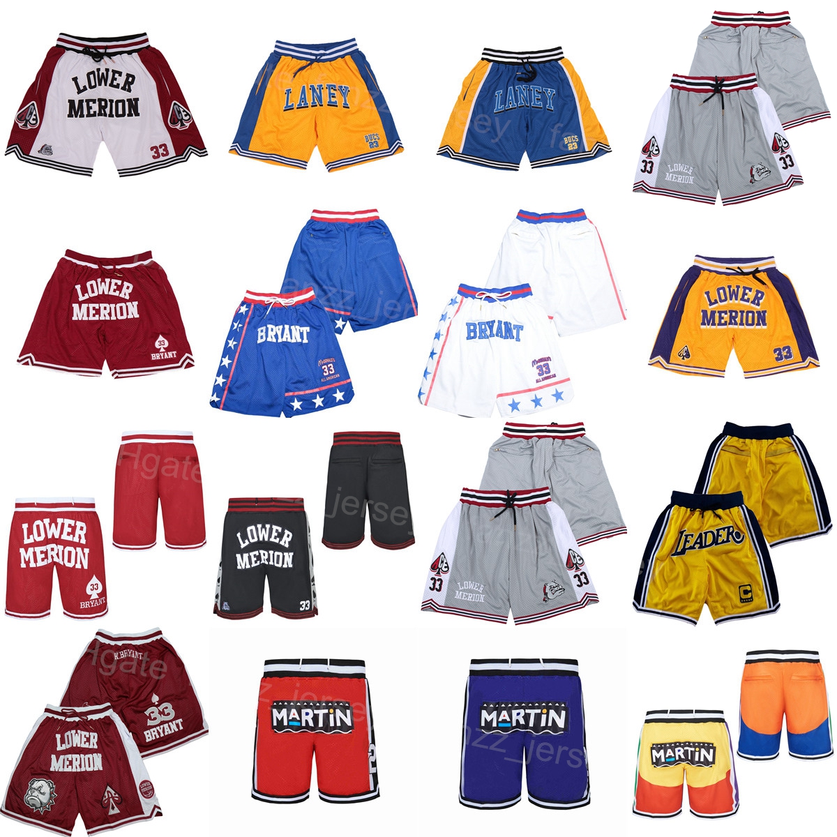 

Men Bryant Movie Basketball Lower Merion Shorts Just Don Pocket Zipper Sport LANEY MARTIN Sweatpants Wear ALL AMERICAN Drawstring Elastic MULTICOLOR Pant LEADER, Red