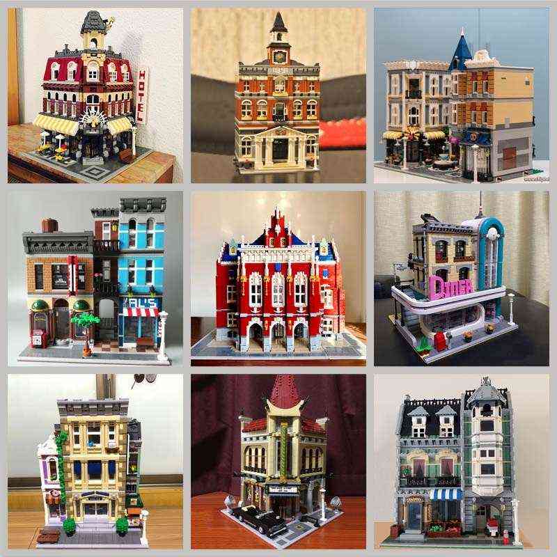 

Creatoring Expert Pet Book Shop Town Hall Downtown Diner Model Moc Modular Building Blocks Brick Bank Cafe Corner Toys Parisian AA220317