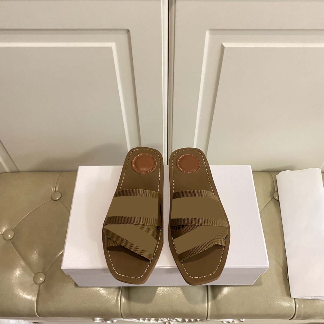 

5A++ Designer women Sandal Canvas Platform slippers Real Leather Beige brick Red Colors Beach Slides Slipper Outdoor Party Classic Sandals, 34