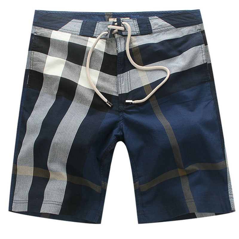 

Summer British B home ice silk thin section mens color matching casual shorts plaid print outer wear trend quick-drying beach pants M-3XL, Customize