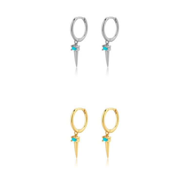 

Hoop & Huggie Turquoise Blue Zircon 8.5mm Spike Drop Earrings For Fashion Women Rock Punk Jewelry Piercing Ohrringe Pendientes AccessoriesHo