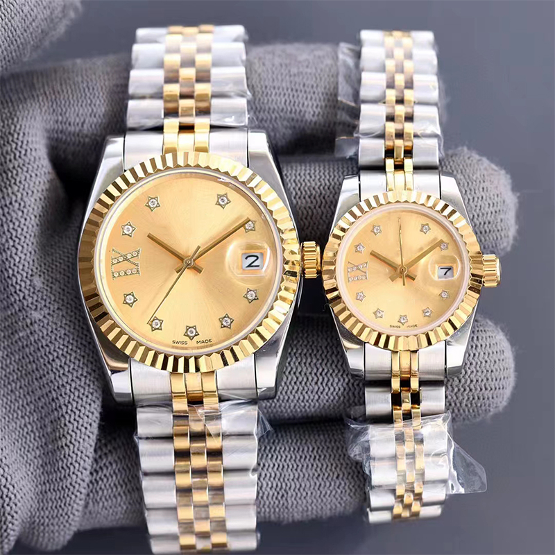 

Fashion Mens and Women 36mm 41mm Watch Automatic Mechanical Stainless Steel Oyster Perpetual Couples Gift wristwatch Lovers Couple folding, Color 2