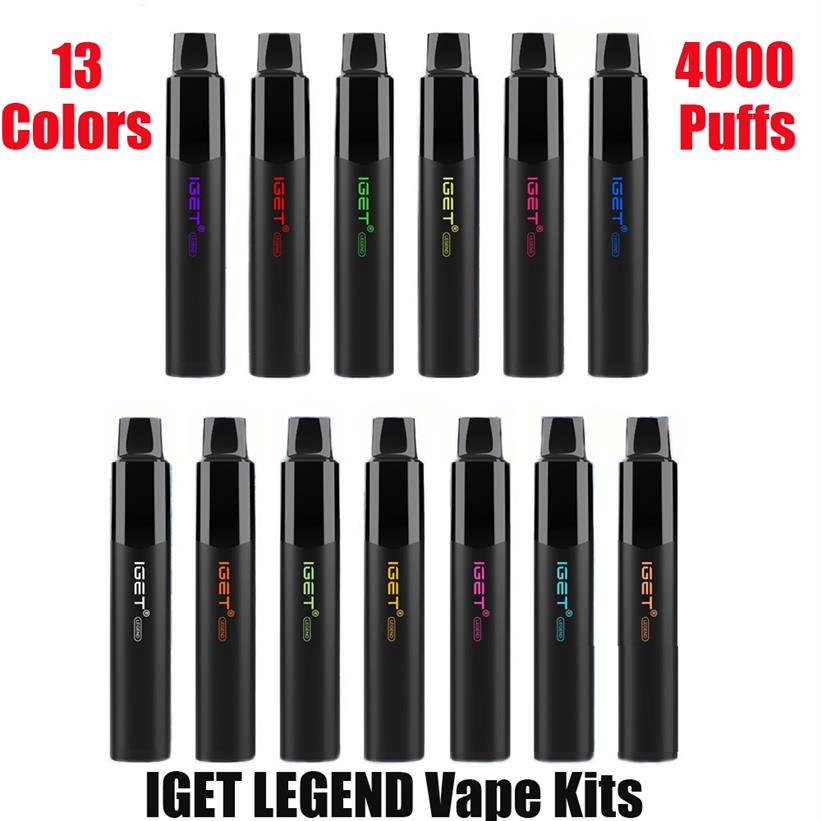 

100% Original IGET Legend Disposable Pod E-cigarette Device Kit 4000 Puffs 12ml Prefilled Pods Cartridges Stick Vape Pen Authentic265G