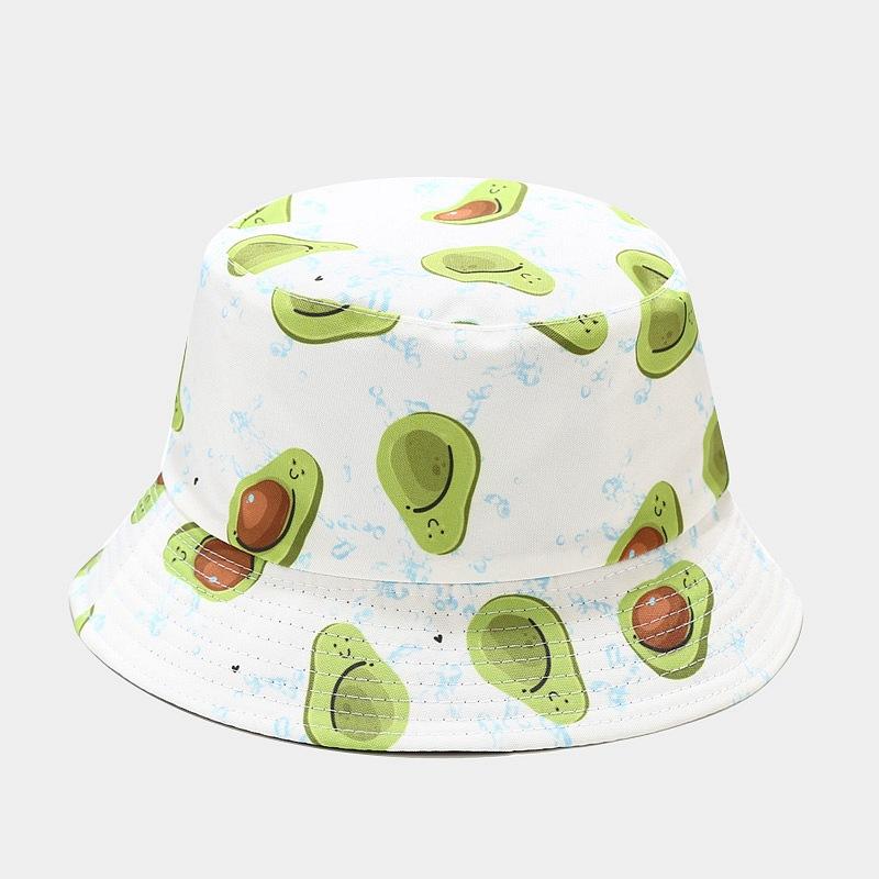 

Berets Avocado Bucket Hat Hip Hop Fruit Printed Reversible Fishing Sun Female Cotton Hiphop Fishermen Panama Summer Sunhat DropshipBerets, White