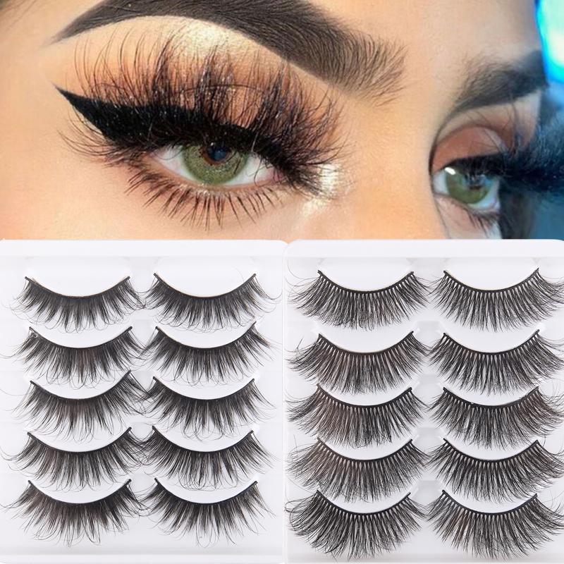

False Eyelashes 1.5cm 3D Silk Fiber Long Thick And Soft Handmade Black Small Cross Eyelash Extension 5 PairsFalse
