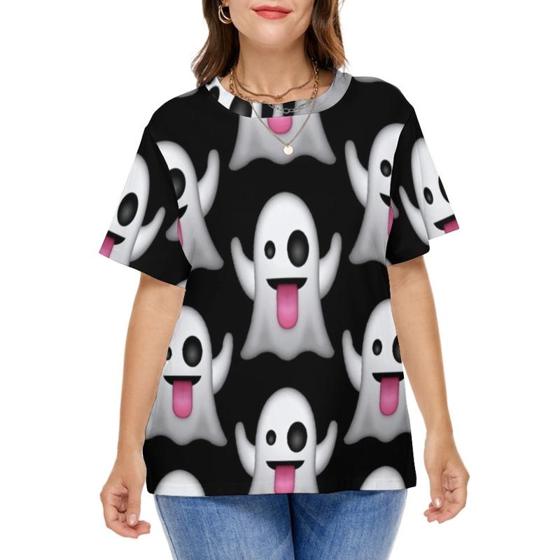 

Women's Plus Size T-Shirt Silly Ghost T Shirt Cute Halloween Ghosts Vintage T-Shirts Short Sleeve Printed Tshirt Women Basic Top Tees 4XL 5X, Style-7