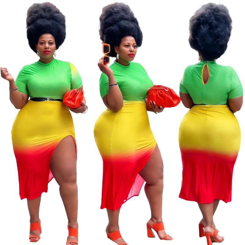 

Plus Size Dresses 4XL 5xl Women Split Dress Bodycon Rainbow Printed Night Party Sexy Club Birthday Elegant Beach Vestidos, Multicolor