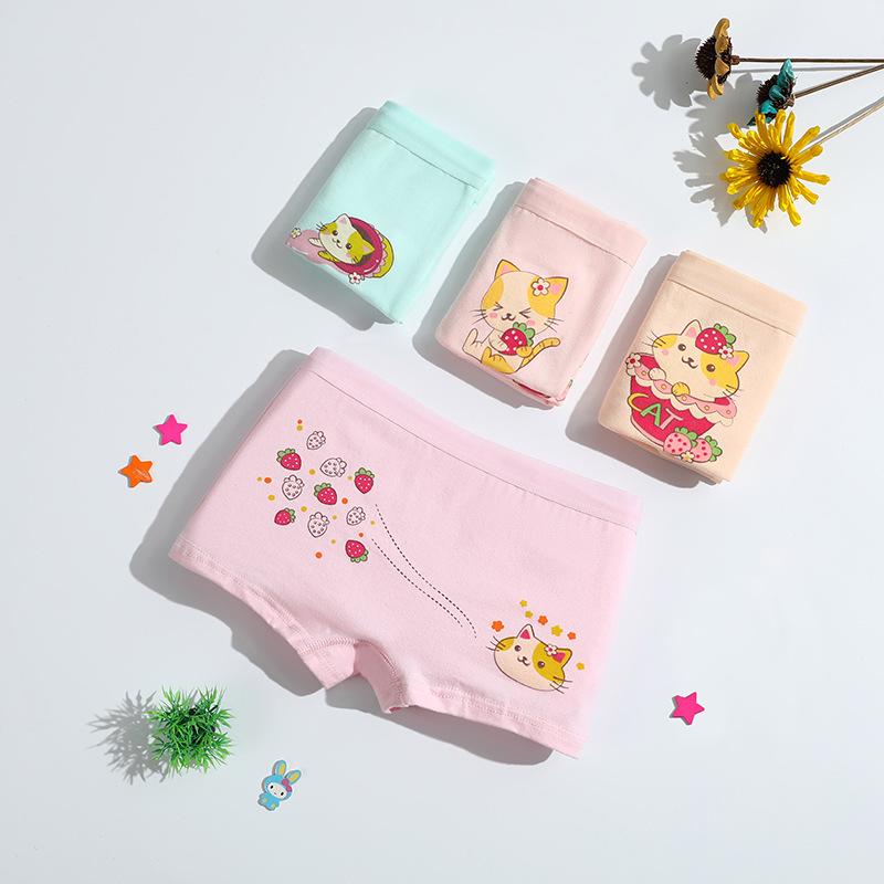 

Panties 3-8 Years Old Girls Underwear Class A Cotton Breathable Comfortable Boxers, 4 pcs a lot