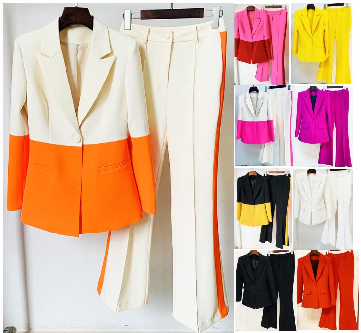 

Womens Suits & Blazers Sets Spring Autumn Winter Two Pcs of Two-Tones Casual Slim Woman Jackets Fashion Lady Office Suit Pockets Business Notched Coat 9 Colors S-XXL, Silical gel