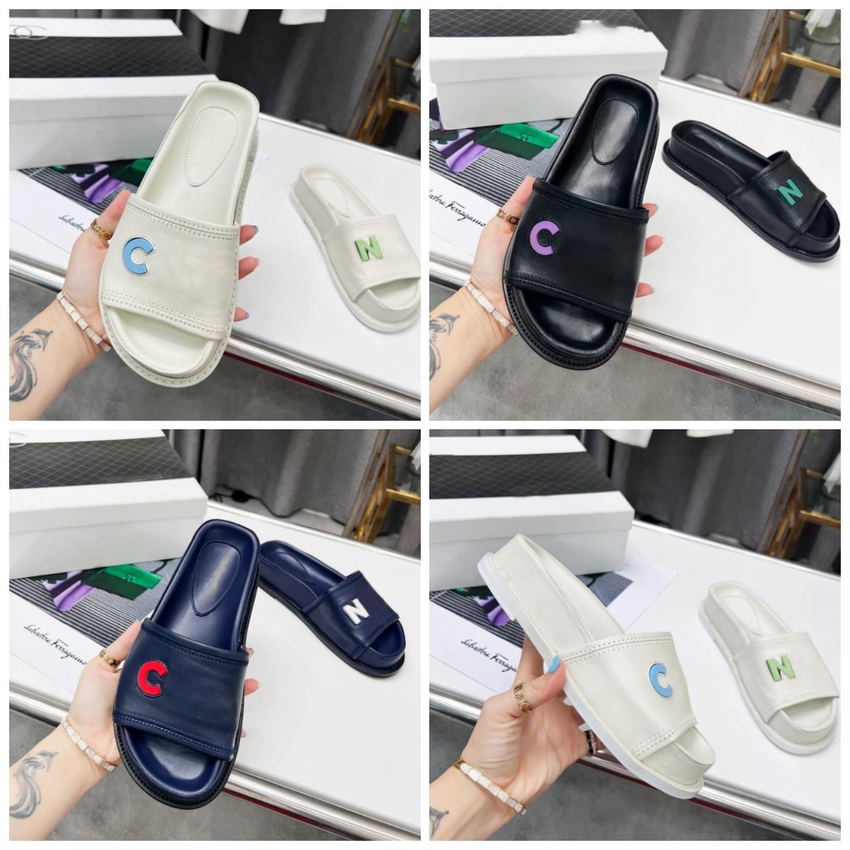 

designer 2022 Luxury new women slippers letter slippers flat sandal fashion sandals summer size 35-40, Color 1