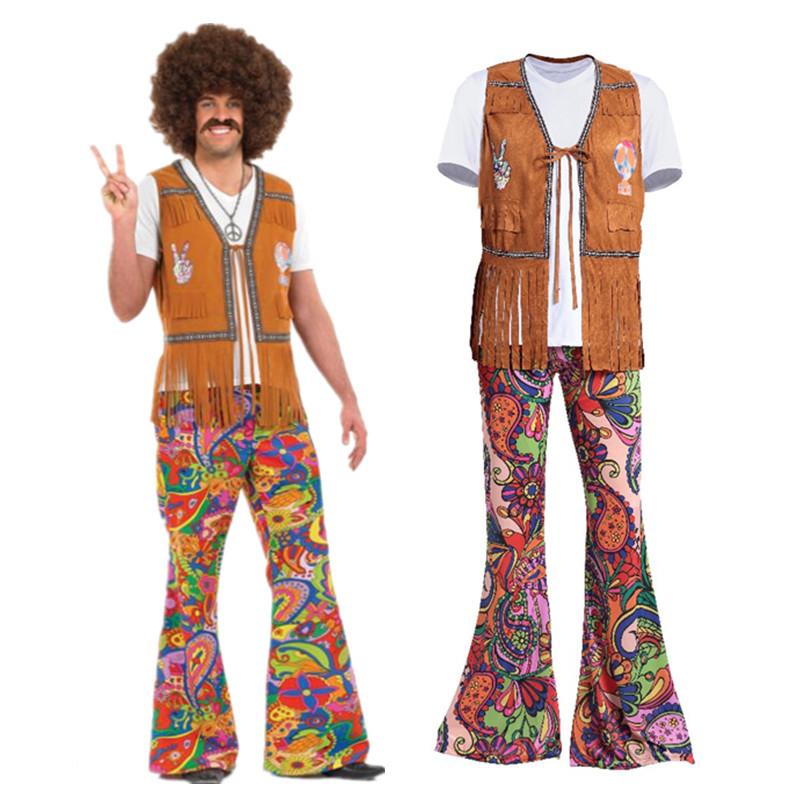 

Theme Costume M-XL Man Ladies 60s 70s Retro Hippie Go Girl Disco Fancy Dress Print Hen Xmas Party CostumeTheme, Women