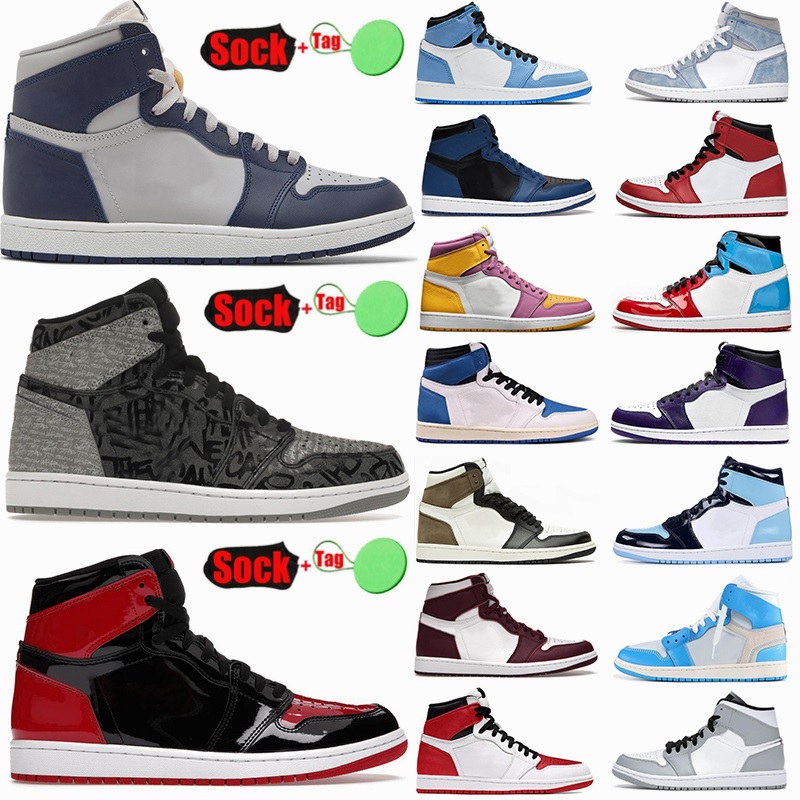 

Jumpman 1 Basketball Shoes High OG Rebellionaire 85 Georgetown Bred Patent Royal Smoke Grey University Blue Dark Mocha Mens Womens Sports Sneakers Trainer WithBox