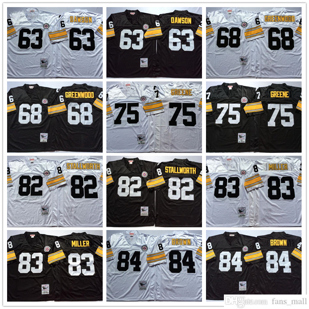 

NCAA 75th Mitchell and Ness Vintage Football 84 Antonio Brown Jerseys Retro Stitched 75 Joe Greene 83 Heath Miller 82 John Stallworth Greenwood Dermontti Dawson, Same as picture
