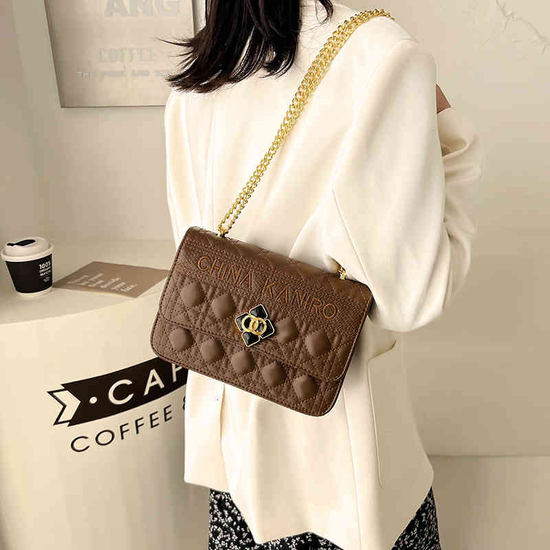 Handbags Bags Lattice Embroidery Line Small Square High-grade Women's Fragrant Wind Ling Lattice Chain Texture Versatile Shoulder
