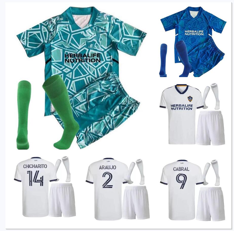 

2022 LA Galaxy adult Kids Kit Soccer Jerseys CHICHARITO ARAUJO CABRAL D.COSTA Home White Goalkeeper Football Shirt Short Uniforms Child Suit, Green