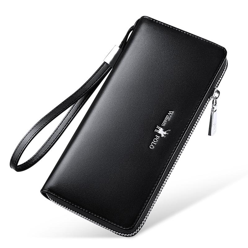 

Card Holders Genuine Leather Men's Wrap Cowhide Fashion Women's Multi-card Clip Long WalletCard, Black