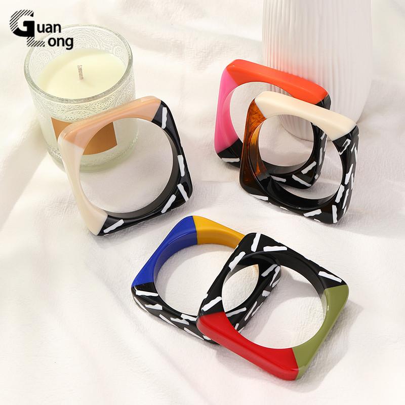 

Bangle GuanLong Resin Retro Wide Bohemian Hand Bangles For Ladies Girls Gift Acrylic Bracelets Charms Wedding Jewelry