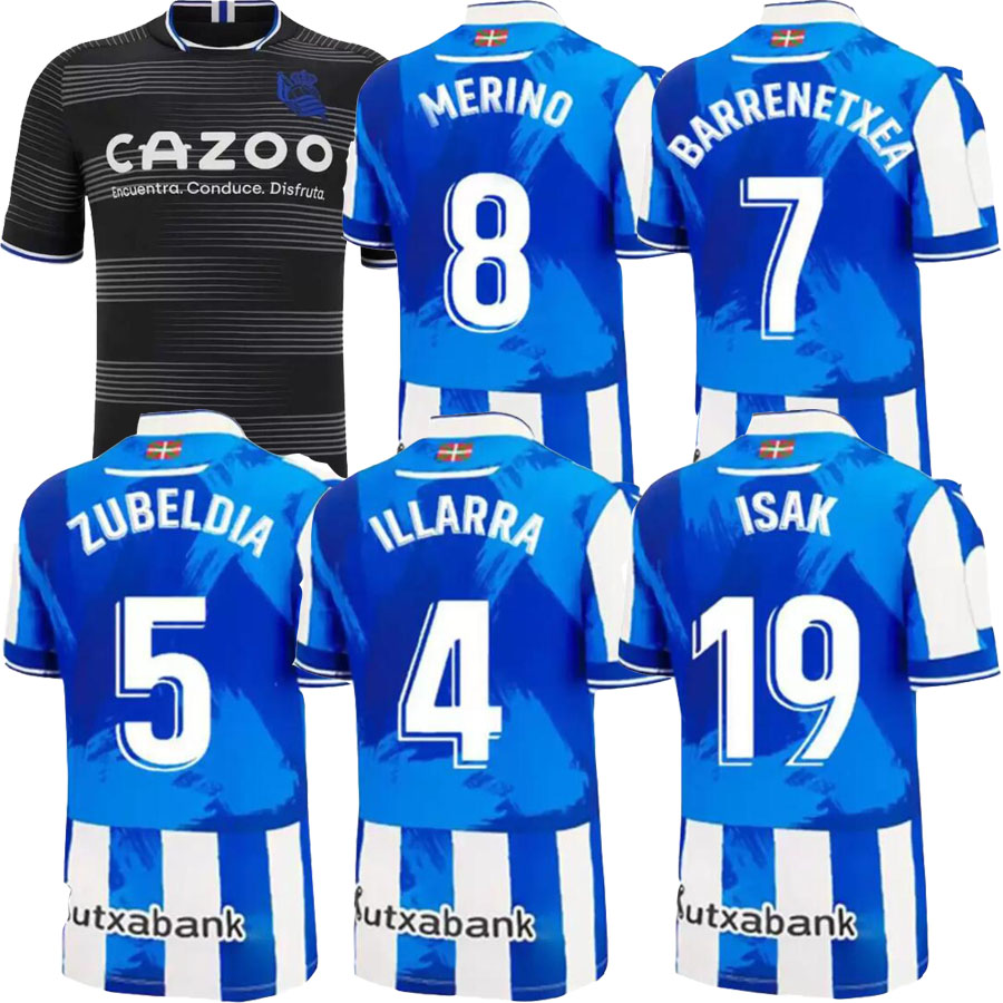 

2022 Rey Real Sociedad Men Soccer Jerseys 2023 Royal Society SILVA OYARZABAL PORTU ISAK MERINO camiseta de futbol Shirt, Adult