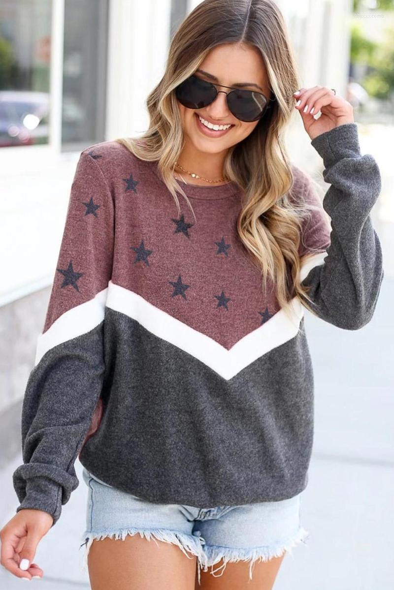 

Women's Hoodies Women's & Sweatshirts Fashion Round Neck Long Sleeve Star Print Patchwork Women Sweatshirt Knitted Autumn Winter Casual, Khaki