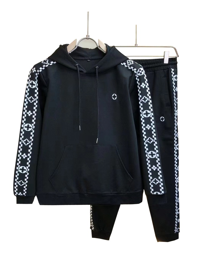 

2022NEW Mens tracksuit sweat suits sports fashion Men hoodies jackets casual running training sportswear Jogger jacket pants sets sporting suit size M-3XL, Black